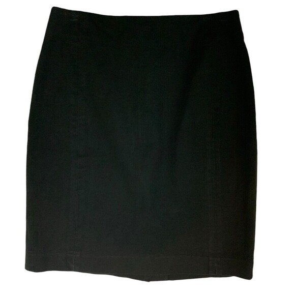 Banana Republic Short Skirt Women's Size 2 Black Hidden Zipper Cotton Blend Slit - Picture 3 of 10